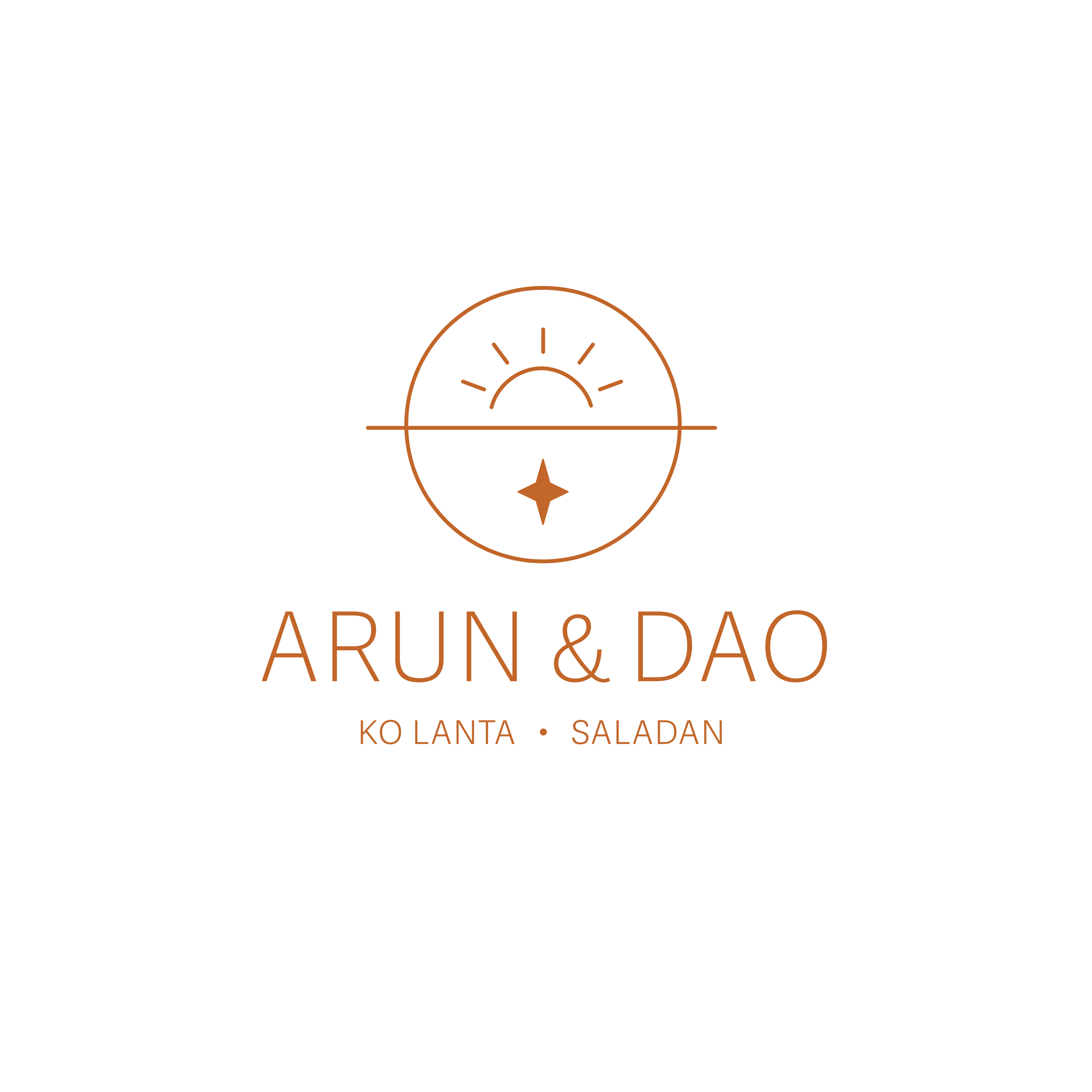 Arun & Dao — Ko Lanta, Saladan. A sun rising over a horizon with a star beneath.
